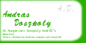 andras doszpoly business card